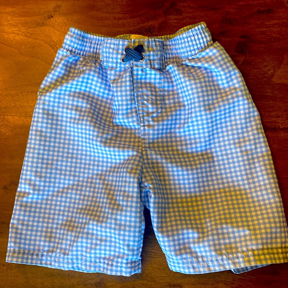 Boys Rugged butts checked swim trunks